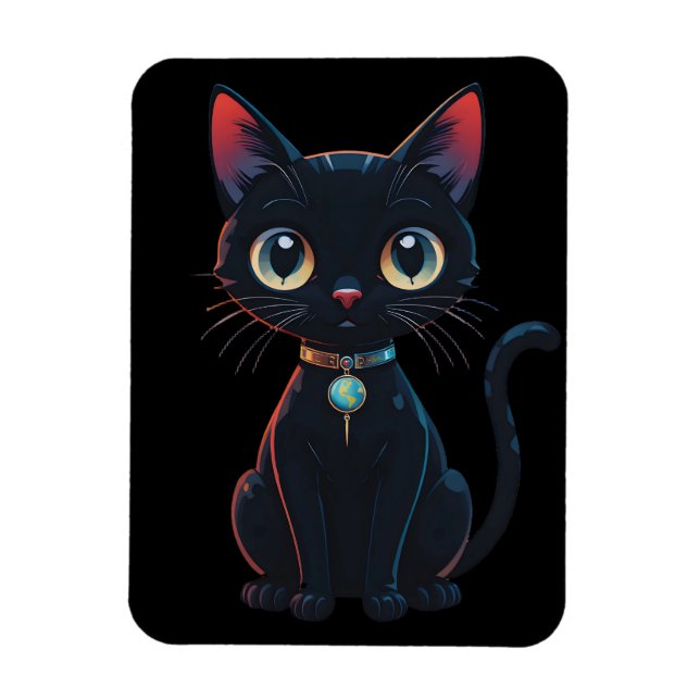 Kleine gruselige schwarze Katze Magnet (Vertikal)