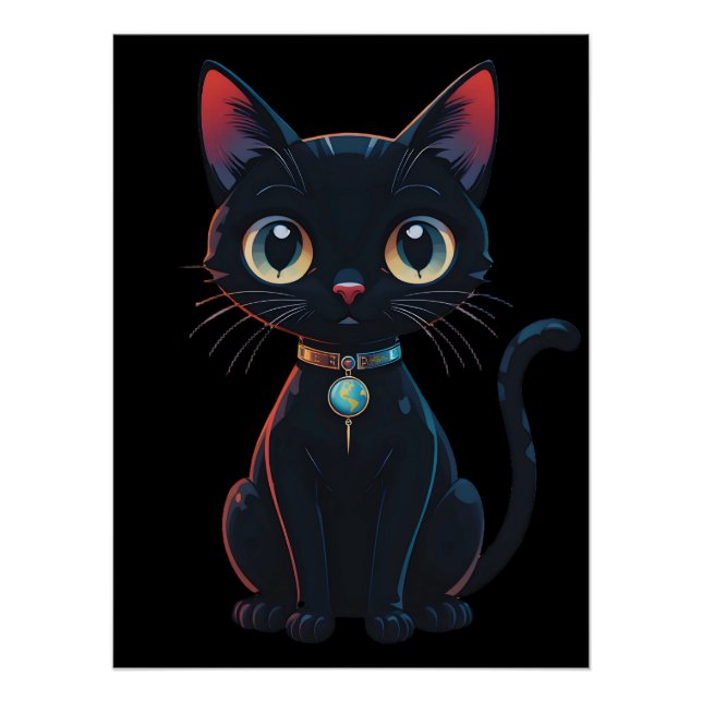 Kleine gruselige schwarze Katze Poster (Vorderseite)