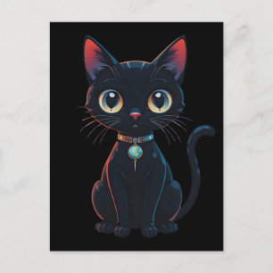 Kleine gruselige schwarze Katze Postkarte