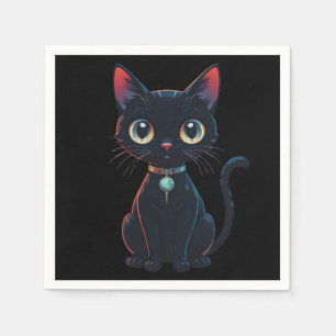 Kleine gruselige schwarze Katze Serviette