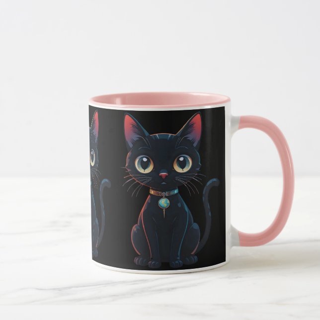 Kleine gruselige schwarze Katze Tasse (Rechts)