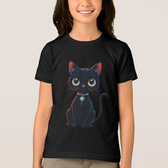 Kleine gruselige schwarze Katze Tri-Blend Shirt (Vorderseite)