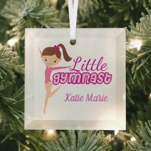 Kleine Gymnast Niedliche Personalisierte Girls Gym Ornament Aus Glas
