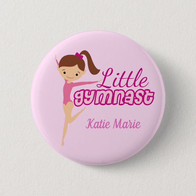 Kleine Gymnastik Hübsch Pink Custom Kids Gymnastik Button (Vorderseite)