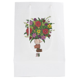 Kleine Hände Blume Bouquet Teacher Geschenktasche Mittlere Geschenktüte