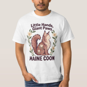 Kleine Hände, riesige Pfoten - florale Maine-Coon- T-Shirt