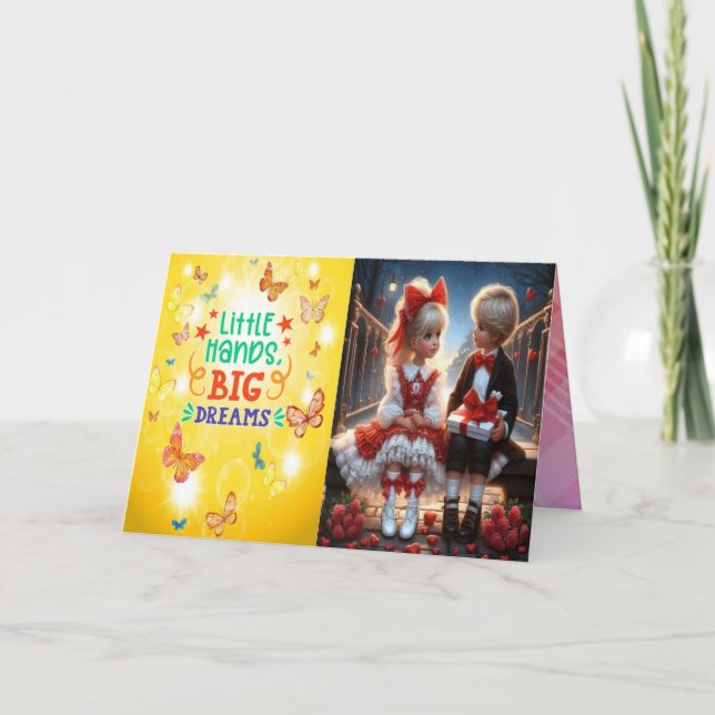 Kleine handgeklappte Einladungskarte (Vorderseite)