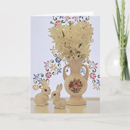 Kleine Häschen und Vase Feiertagskarte