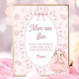 Kleine Hasen-Schleife-Baby-Shower-Mom-osa-Bar Poster