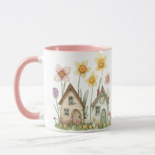 Kleine Häuser Vintage Blumen Cottage Tasse
