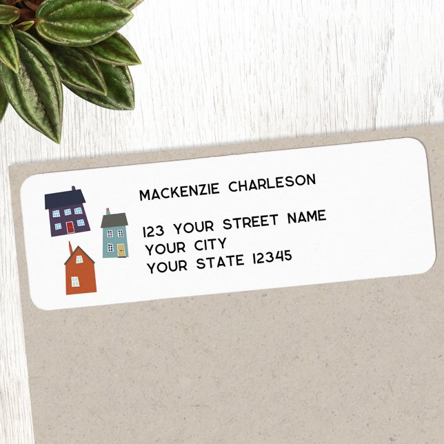 Kleine Häuser Zuhause und Hütten Rücksendeadresse (Houses homes and cottages personalized return address label)