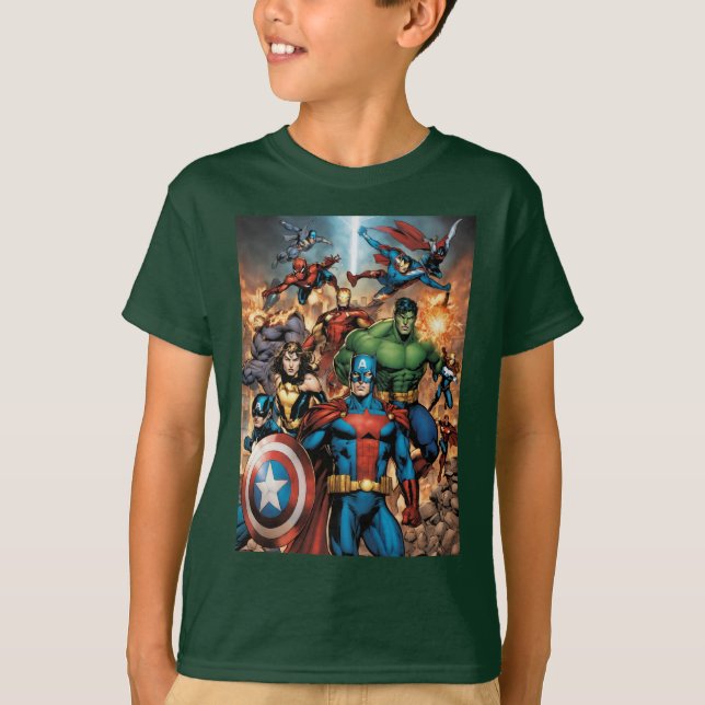 "Kleine Helden, große Abenteuer: Marvel Mayhem für T-Shirt (Vorderseite)