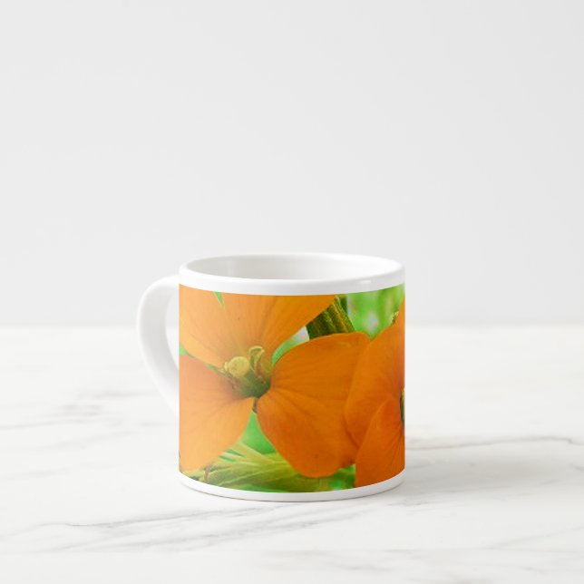 Kleine helle orange Wildblumen Espressotasse (Vorderseite Links)