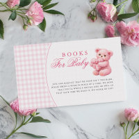 Kleine Herz-Rosa-Gingham-Teddybär-Baby-Party