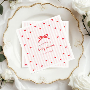 Kleine Herz-Schleife Valentinstag Baby Shower Serviette