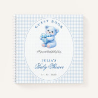 Kleine Herzen Blau Gingham Teddy Bär Baby Shower