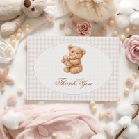 Kleine Herzen braun Gingham Teddy Bär Baby Shower