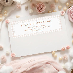 Kleine Herzen braunes Gingham-Teddybär-Baby-Party