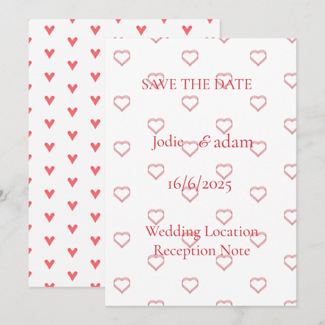 Kleine Herzen Hochzeit Save The Date (Vorne/Hinten)