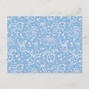 Kleine Herzen und Bunnies - transparentes Muster. Postkarte