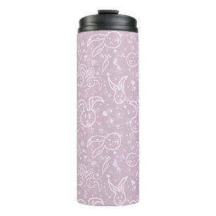 Kleine Herzen und Bunnies - transparentes Muster. Thermosbecher