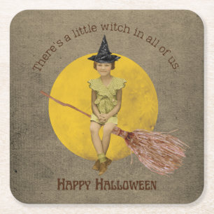 Kleine Hexe in uns allen Halloween Rechteckiger Pappuntersetzer