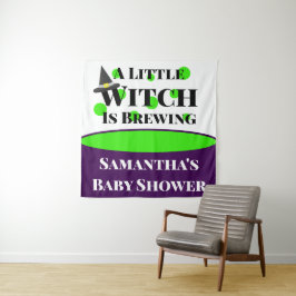 Kleine Hexe ist die Halloween-Kinderdusche brauen Wandteppich