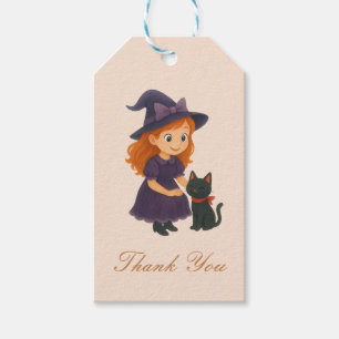 Kleine Hexe & Katze Halloween Mädchen Baby Showe Geschenkanhänger