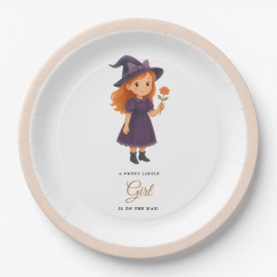 Kleine Hexe & Katze Halloween Mädchen Baby Showe Pappteller