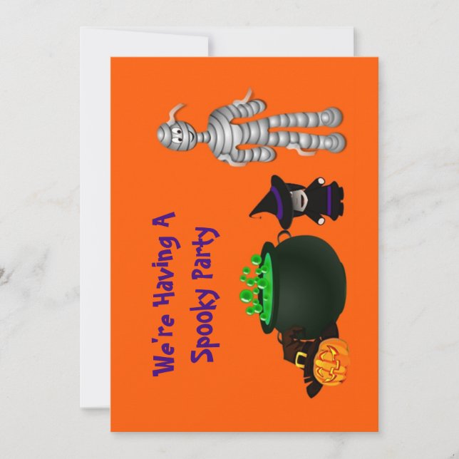 Kleine Hexe und Freunde Einladung (Vorderseite)