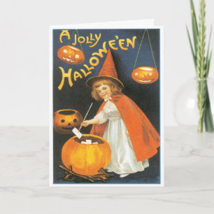 Kleine Hexenboiling Vintage Karte