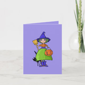 Kleine Hexenkarte, lila Halloween-Note Karte