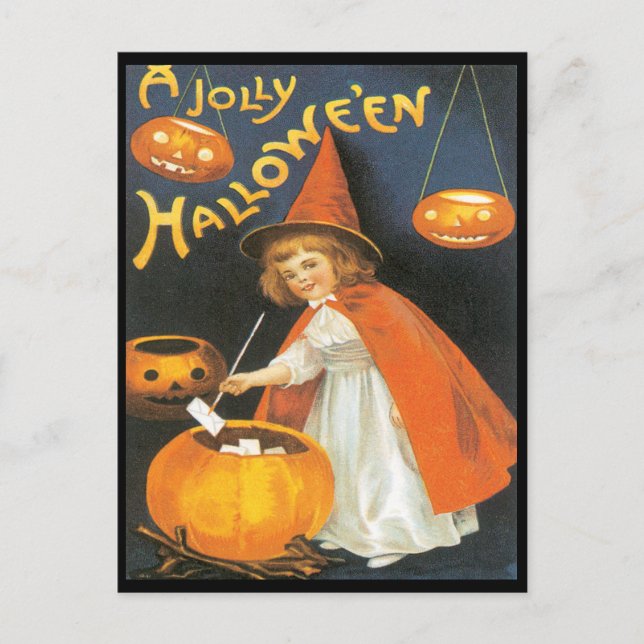 Kleine Hexenkorrektur Vintage Postkarte (Vorderseite)