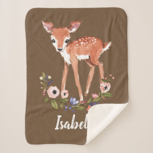 Kleine Hirsche personalisierte Babytrappe Sherpadecke
