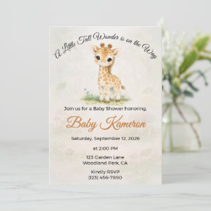 Kleine hohe Wunder-Safari-Giraffe Baby-Party Einladung