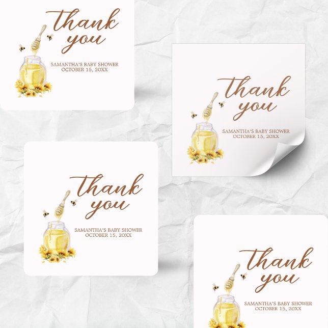 Kleine Honey Baby Dusche Quadratischer Aufkleber (A Little Honey is on the way Baby Shower Sticker
)