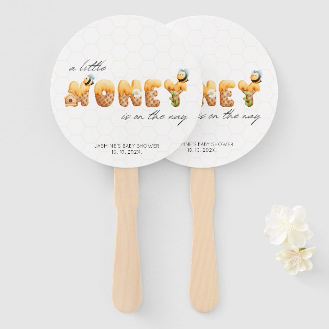 Kleine Honey Bee Baby Dusche Dekoration Fächer (Vorne und Hinten)