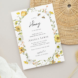 Kleine Honey Bee Yellow Floral Baby Dusche Einladung