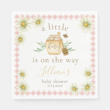 Kleine Honig auf dem Weg Pink Gingham Baby Shower