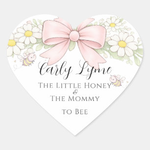 Kleine Honig-Mami für Baby Biene Babyparty Namen e Herz-Aufkleber
