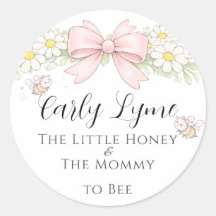 Kleine Honig-Mami für Bienchen-Baby-Party Name ein Runder Aufkleber