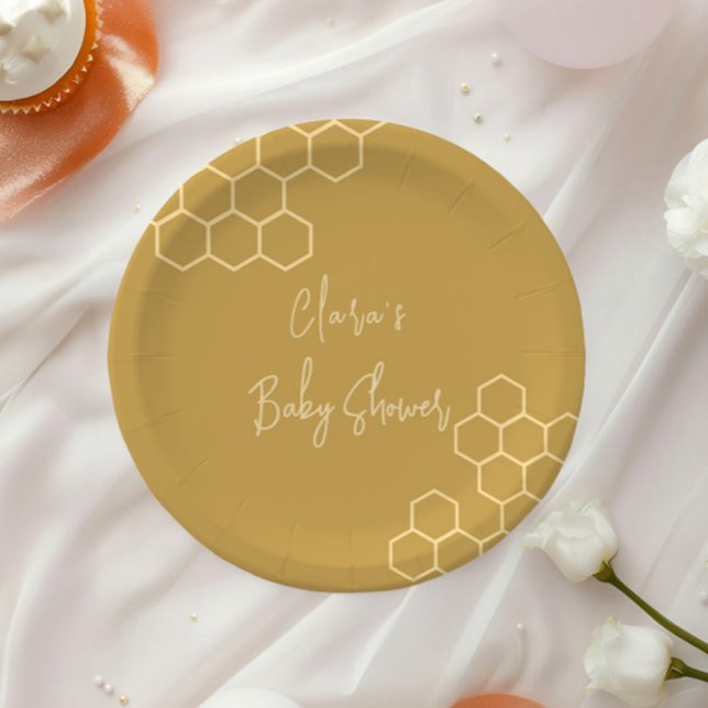 Kleine Honig-Minimal-Golden Beige Babydusche Pappteller (Von Creator hochgeladen)