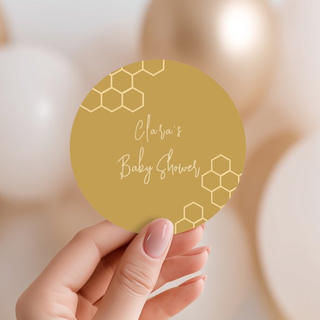Kleine Honig-Minimal-Golden Beige Babydusche Runder Aufkleber (Von Creator hochgeladen)