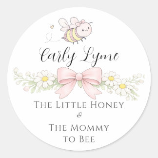 Kleine Honig-Mommy-to-Bee-Baby-Party mit Namen Runder Aufkleber