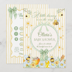 Kleine Honig-Sage-Grün und Gelbe Biene Baby Shower Einladung