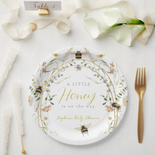 Kleine Honig-Wildblumen-Bienen-Baby-Party Pappteller