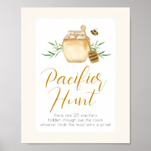 Kleine Honigbiene Baby Shower Schnuller Jagd Spiel Poster