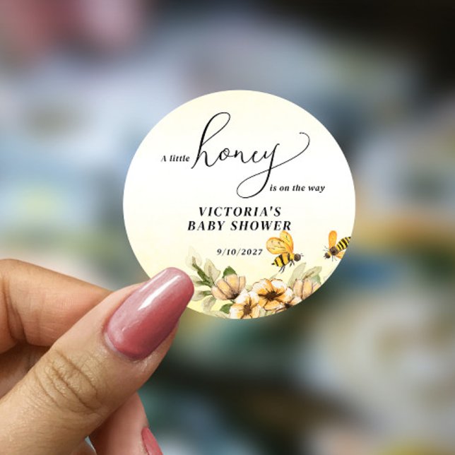 Kleine Honigbiene Babydusche Runder Aufkleber (Von Creator hochgeladen)
