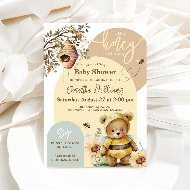 Kleine Honigbienen Bear Baby Dusche Einladung (Von Creator hochgeladen)