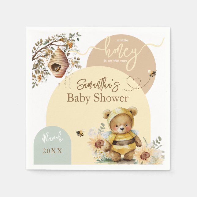 Kleine Honigbienen Bear Baby Dusche Serviette (Vorderseite)